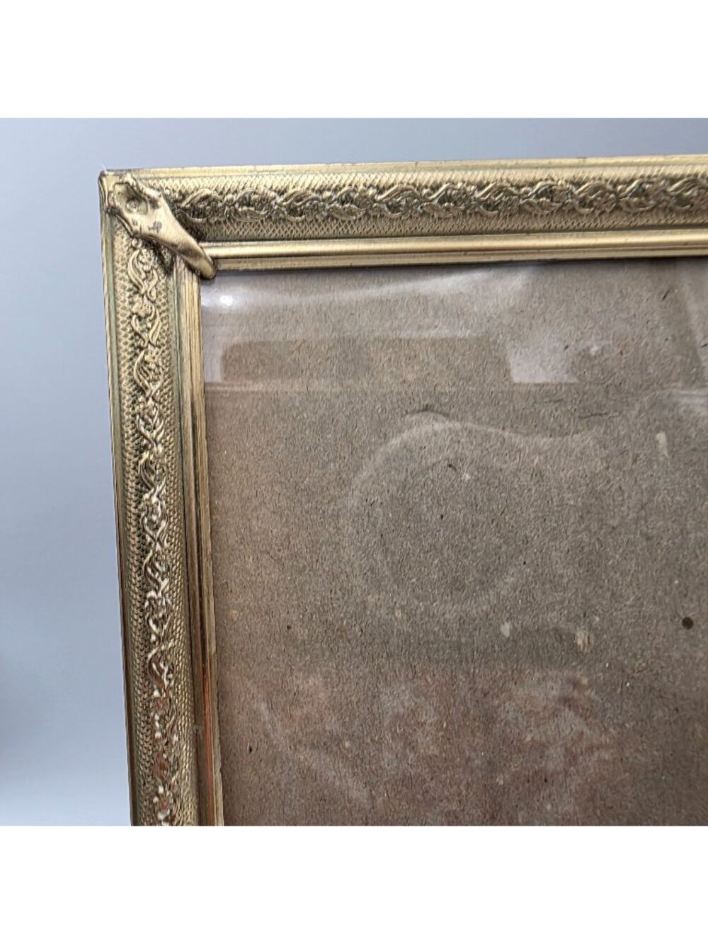 VTG Ornate Metal Gold Tone Picture Frame Horizontal Tabletop Wall Mount 13"x10"
